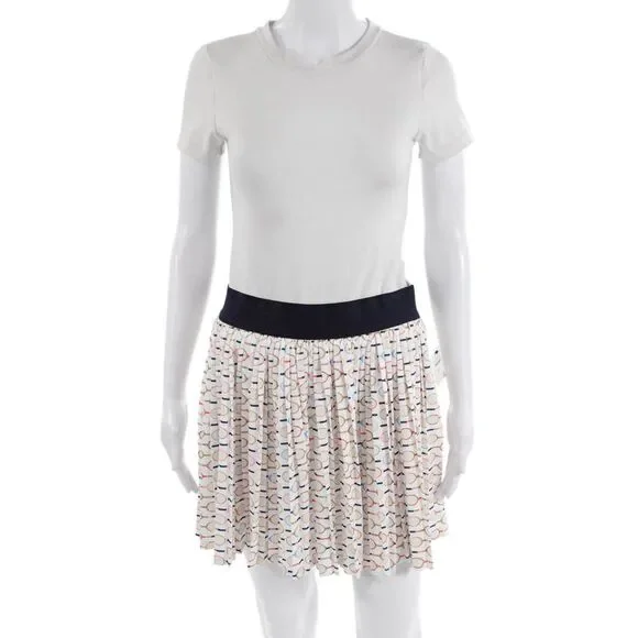 Talbots Womens Graphic Print Pleated Short Tennis Skort Multicolor Size S