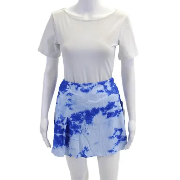 Year Of Ours Womens Tie Dyed Ribbed Knit Club Skort Skirt Blue Size Medium