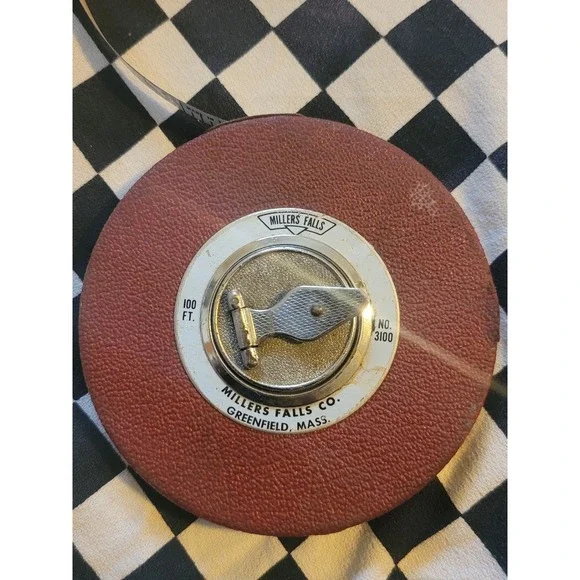 Vintage Millers Falls No. 3100 100 Ft Steel Tape‎ Measure Surveyor Reel