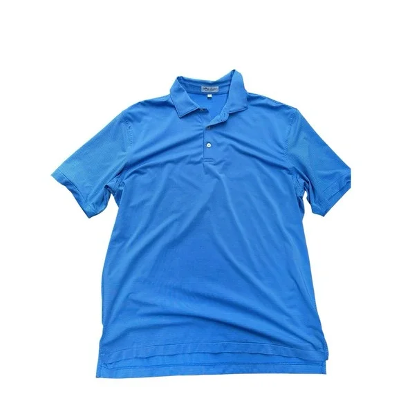 Peter Millar Summer Comfort Blue Striped Golf Polo Shirt‎ Men's Large