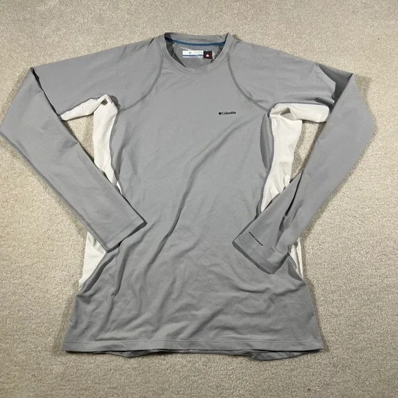 Columbia Omni-Heat Shirt Mens Large‎ Grey Base Layer Thermal Long Sleeve Hiking