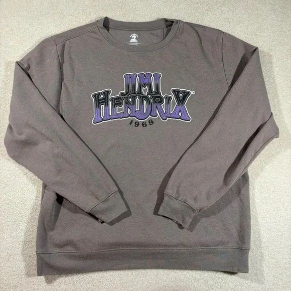 Jimi Hendrix Sweatshirt Mens Large Brown‎ Graphic Pullover Rock Band Music 1968