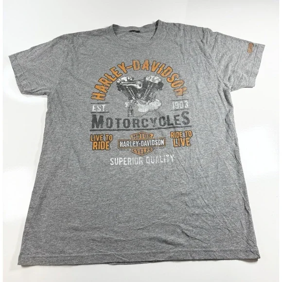 Harley-Davidson‎ Motorcycles T-Shirt Size L Gray Ride To Live O'Fallon Illinois