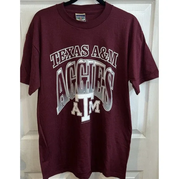 Vintage 90s Texas A&M Aggies T-Shirt Red Oak Sportswear Made USA Medium NWT‎