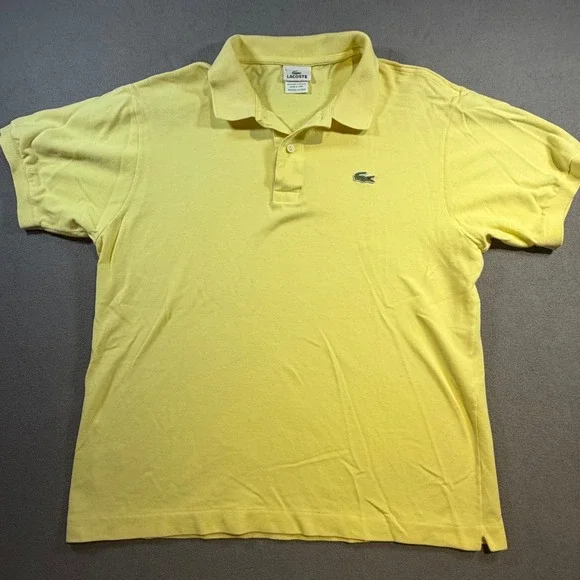 Lacoste Mens Yellow Short Sleeve Pique Cotton Polo Shirt Size 5 L RN87651