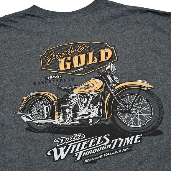 Harley Davidson 1936 Knucklehad Motorcycle‎ T Shirt Men's XL Gray Classic