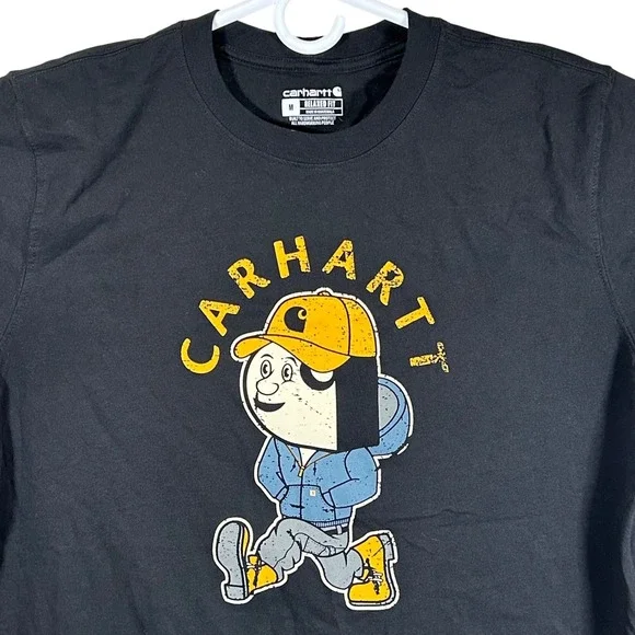 Carhartt Mens Relaxed Fit Graphic T-Shirt Black Medium Workwear Fun Character