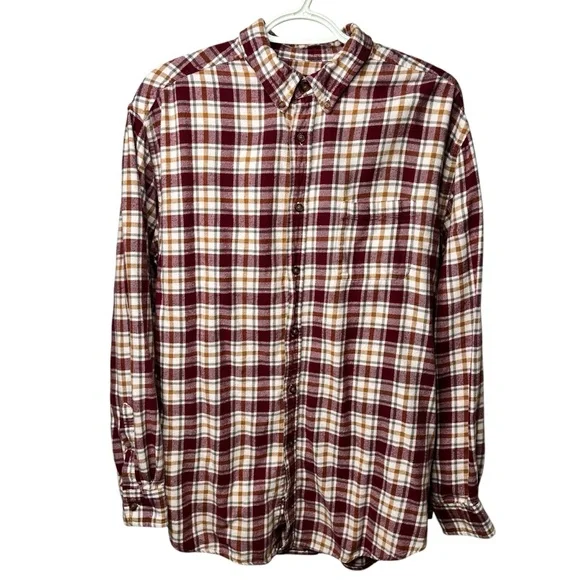 Croft & Barrow Shirt Men's Large Button-Down‎ Flannel Plaid Casual Multicolor
