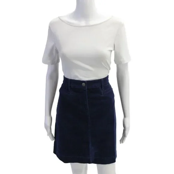 Talbots Womens Cotton Corduroy Skirt Navy Size 8P