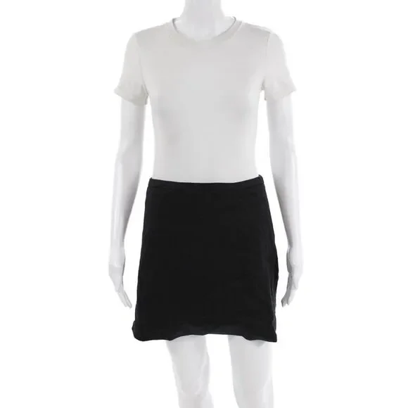 Everlane Womens Linen Blend Solid Mini Skirt Black Size 6