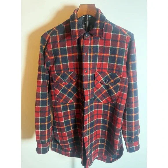 Vtg Pendleton Wool Flannel Board Shirt Medium Made In USA Outdoors Man