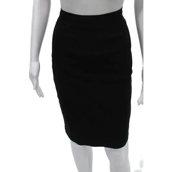 Avenue Montaigne Women Pencil Skirt Black Knee Length Size 2