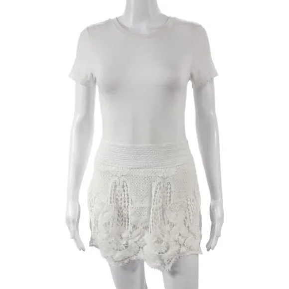 Generation Love Women White Cotton Boho Mini Skort Pull On Size S