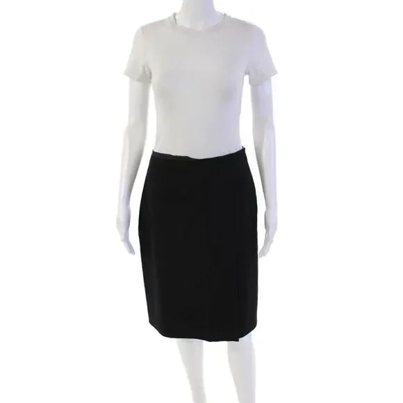 KORS Michael Kors Womens Wool Pleated Lined Midi Skirt Black Size 06