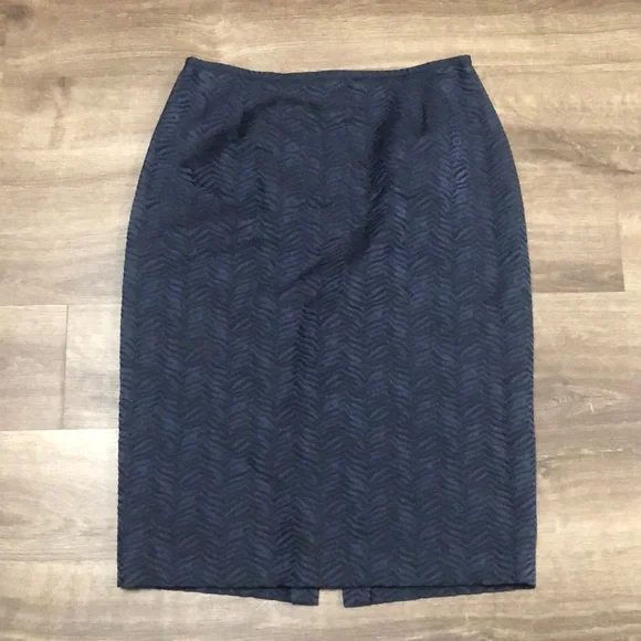 Lafayette 148 NY Black & Blue Tiger Stripes Silk Blend Pencil Skirt size 6