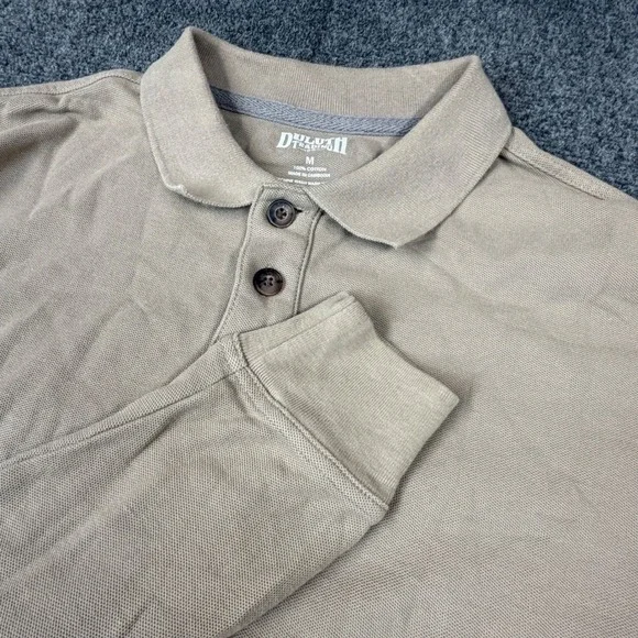 Duluth Trading‎ Co Mens Medium Long Sleeve Polo Shirt Tan Khaki Cotton Pique