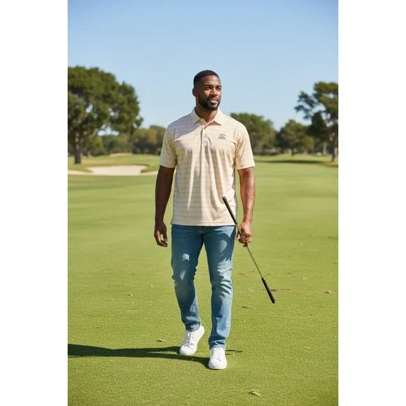 FootJoy Mens Orange Striped Presidio Golf Course‎ ProDry Polo Shirt Large XL