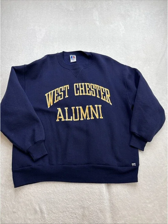 Vintage West Chester University Sweatshirt Men XL Blue Russell Crewneck 80s USA