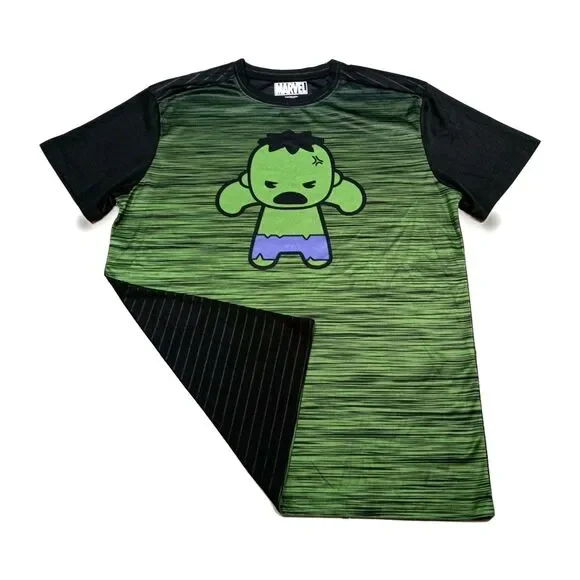 Marvel Baby Hulk Pop‎ Mens T-Shirt Polyester Black and Green Sz Large