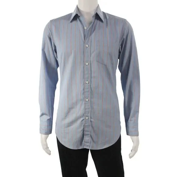 J Crew Men's Cotton Collard  Stripe Button front Shirt    Blue Size S