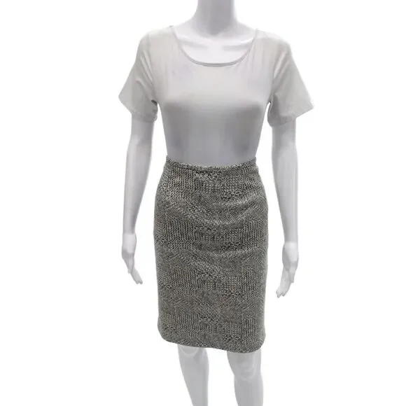 Calvin Klein Women Straight Pencil Gray Geometric Knee Length Skirt Size 10