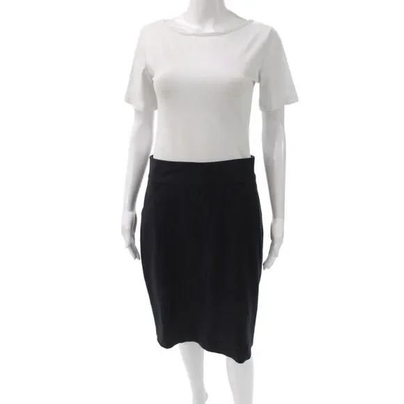 Elie Tahari Women Straight Pencil Skirt Black Cotton Zip Knee Length Size 8
