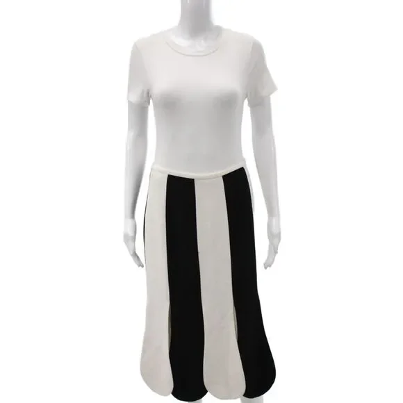 Victoria Beckham For Target Women Black Striped Trumpet Skirt Size 6