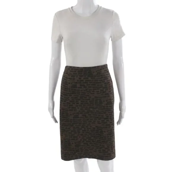 Akris Womens Straight Pencil Skirt Brown Cotton Blend Size 14