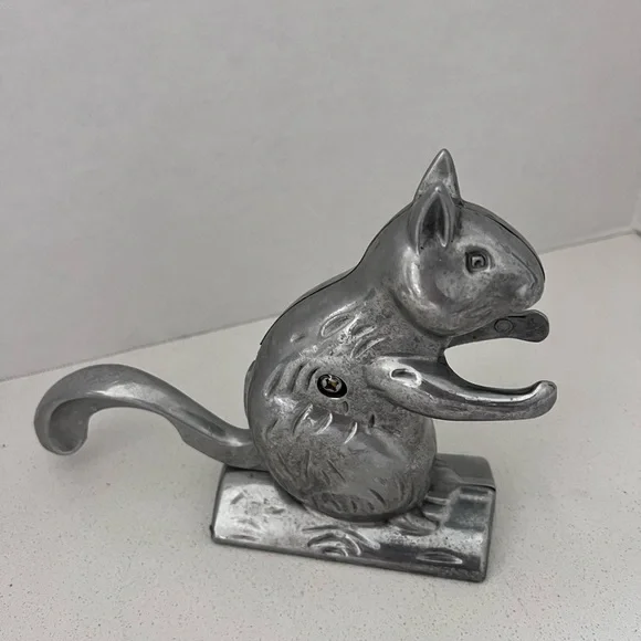 Vintage‎ Aluminum Cast Squirrel Nutcracker Whimsical 6.25
