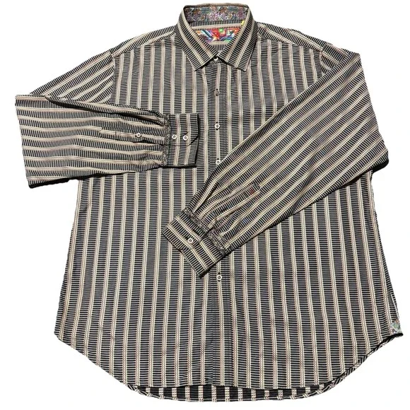 Robert Graham Dress Shirt‎ Mens 2XL Multicolor Button Up Flip Cuff Classic Fit