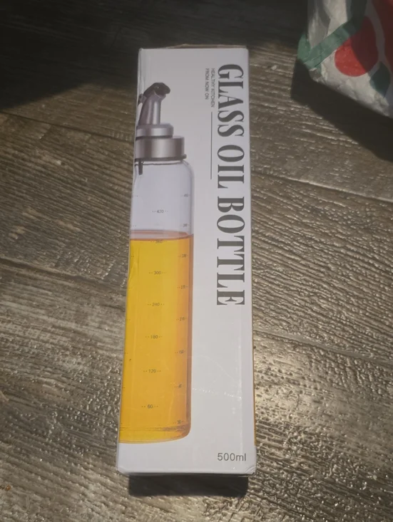 Glass Oil Bottle - Clear Glass with Silver Top