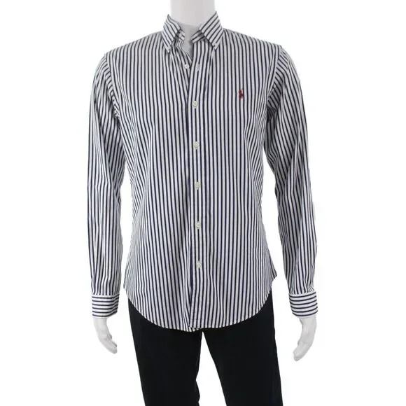 Ralph Lauren Men's  Cotton Striped button up Shirt White Size S