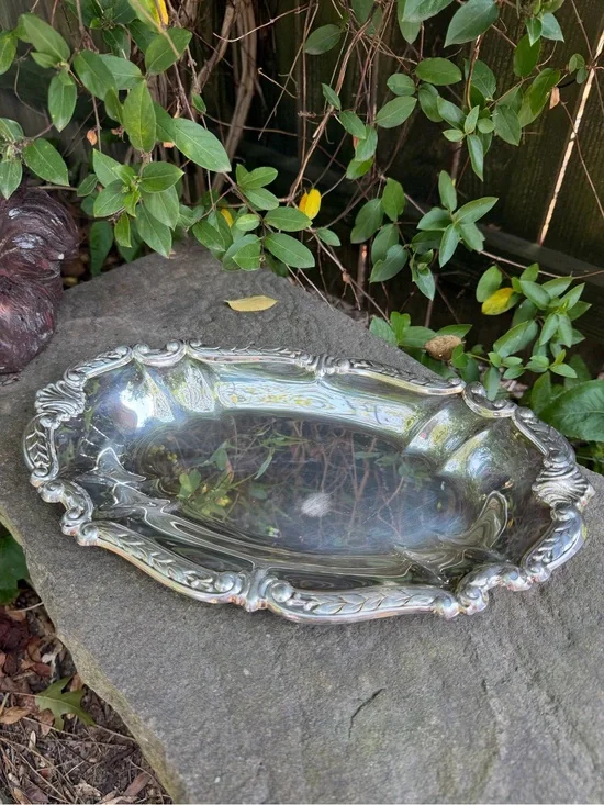 Silver plate  Decorative bread tray - Elegant Tabletop Accent