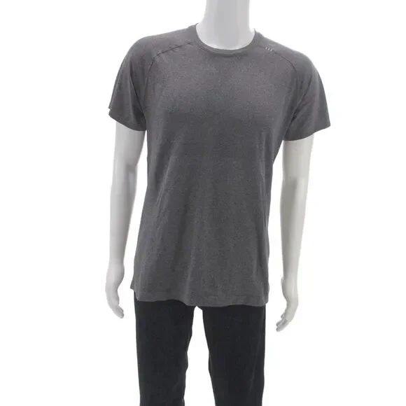 Lululemon Mens Gray Short Sleeve Basic T-Shirt Athleisure Synthetic Size M