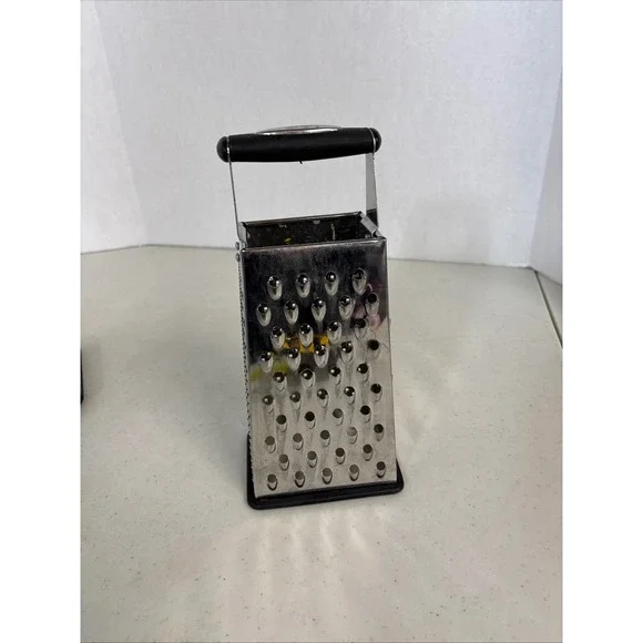 Oneida Stainless Steel Box Grater 4-Sided Cheese Shredder Vegetable Slicer Black