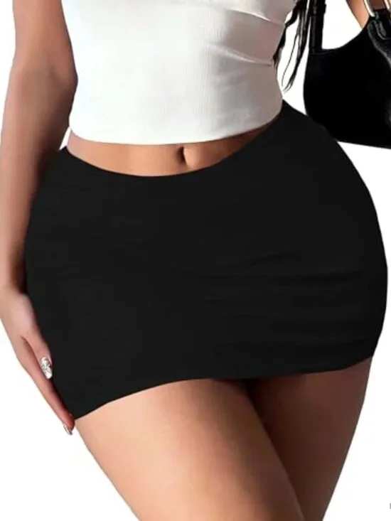 Stretchy Bodycon Mini Skorts with Built-in Shorts Low Rise Y2K Pull On