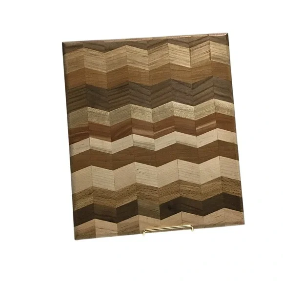 Multi-Colored‎ Wood Chevron Cutting Board 12x10.5x0.5 Cottagecore Kitchen Decor