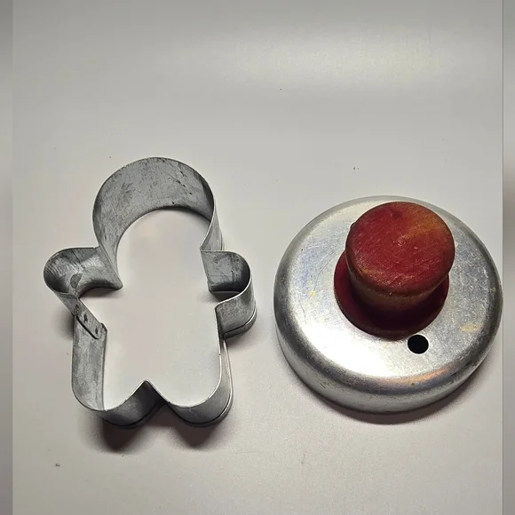 Unique Vintage Silver Metal Gingerbread Cutter And Buscuit Cutter