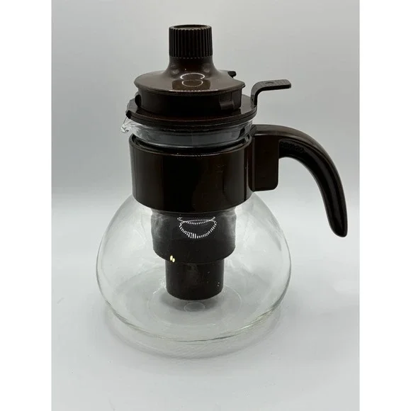 Vintage Gemco Heat Resistant Glass Coffee Pot Tea Kettle With Brew Basket I-3