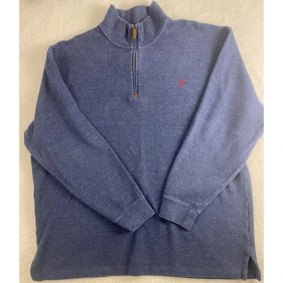 Polo Ralph Lauren 1/4 Zip‎ Long Sleeve Pullover Size 2XL Tall Long Blue Casual