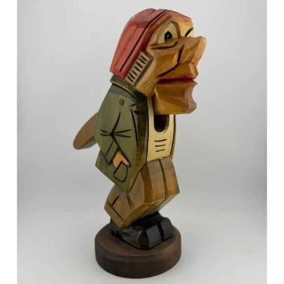 Vintage German Folk Art Wooden Nutcracker Hand Carved Art Lever