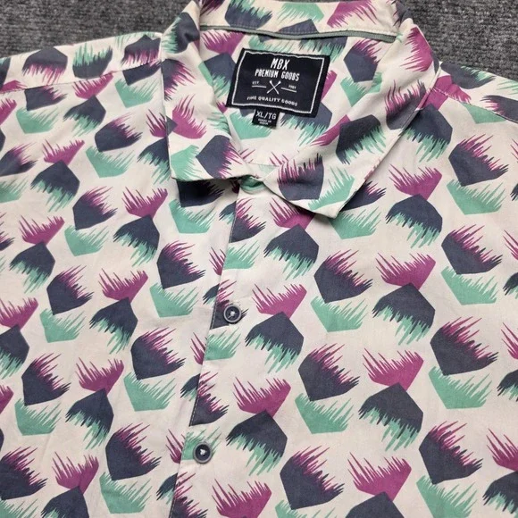 MBX Premium Goods Mens XL Short Sleeve Button Up Shirt Abstract Geometric Print