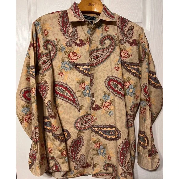 Daniel Cremieux Collection Mens XL Tailored Fit Paisley Floral 100% Cotton Shirt