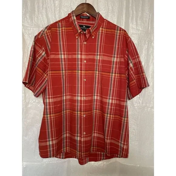 Consensus Sportswear‎ Plaid Button Up Short Sleeve Shirt XL