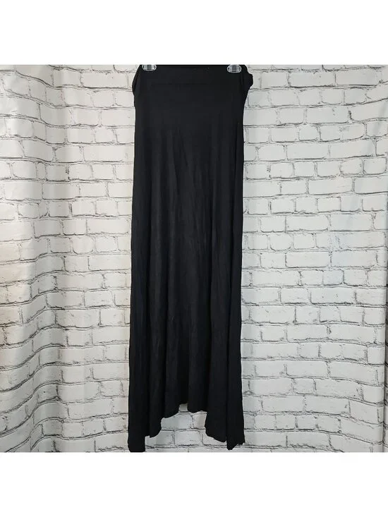 Wet Seal Y2K Womens XL Maxi Skirt Solid Black Classic Goth Whimsigoth Business