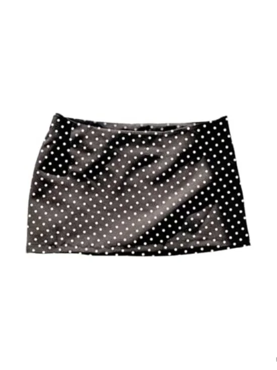 Y2K Polka Dot Low Rise Mini Skirt with Shorts - Black Bodycon Elastic Waist