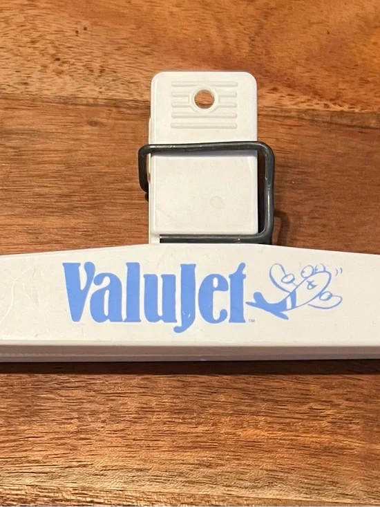 Vintage ValuJet Airline White Clip Clip with Blue Logo