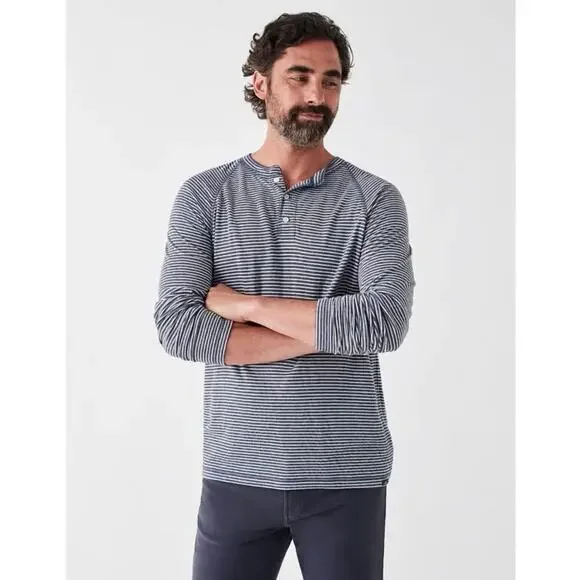 Faherty Men’s Cloud Henley Striped Navy Casual Top NWT Sz XXL‎