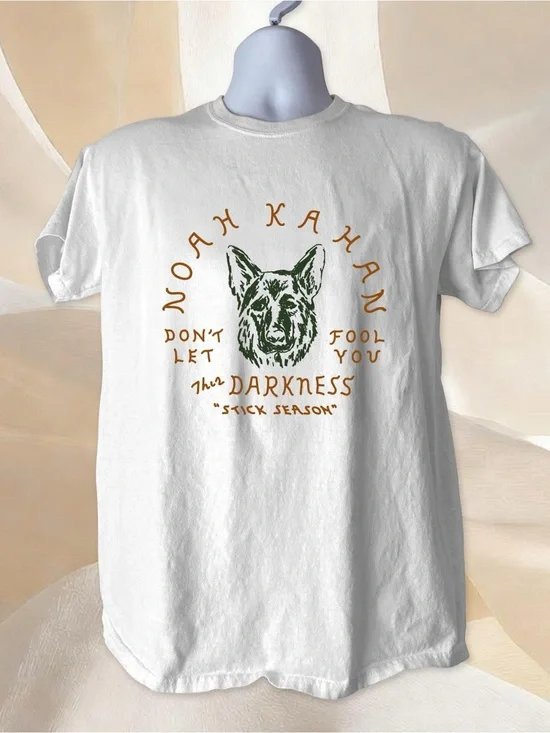 Noah Kahan tour the darkness graphic White Gildan Tee