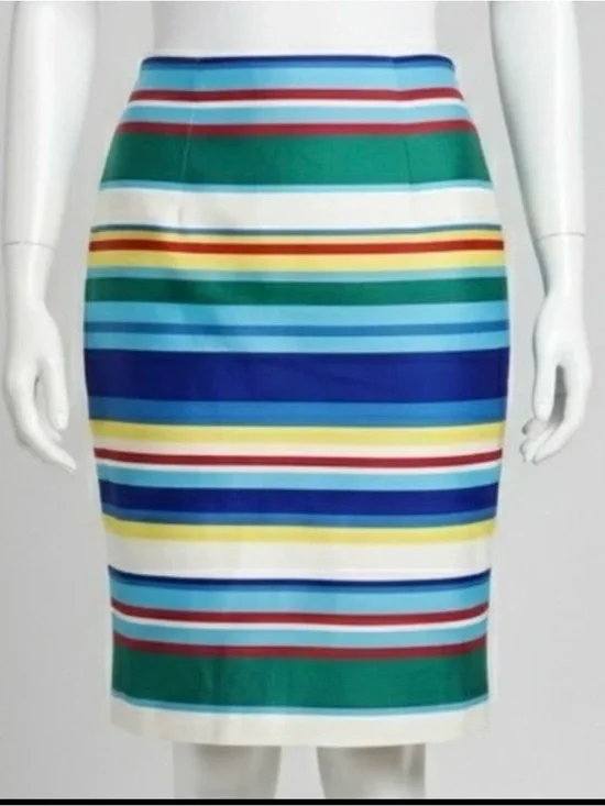Talbots Multicolor Striped Pencil Skirt in Blue, Green, Yellow, Red